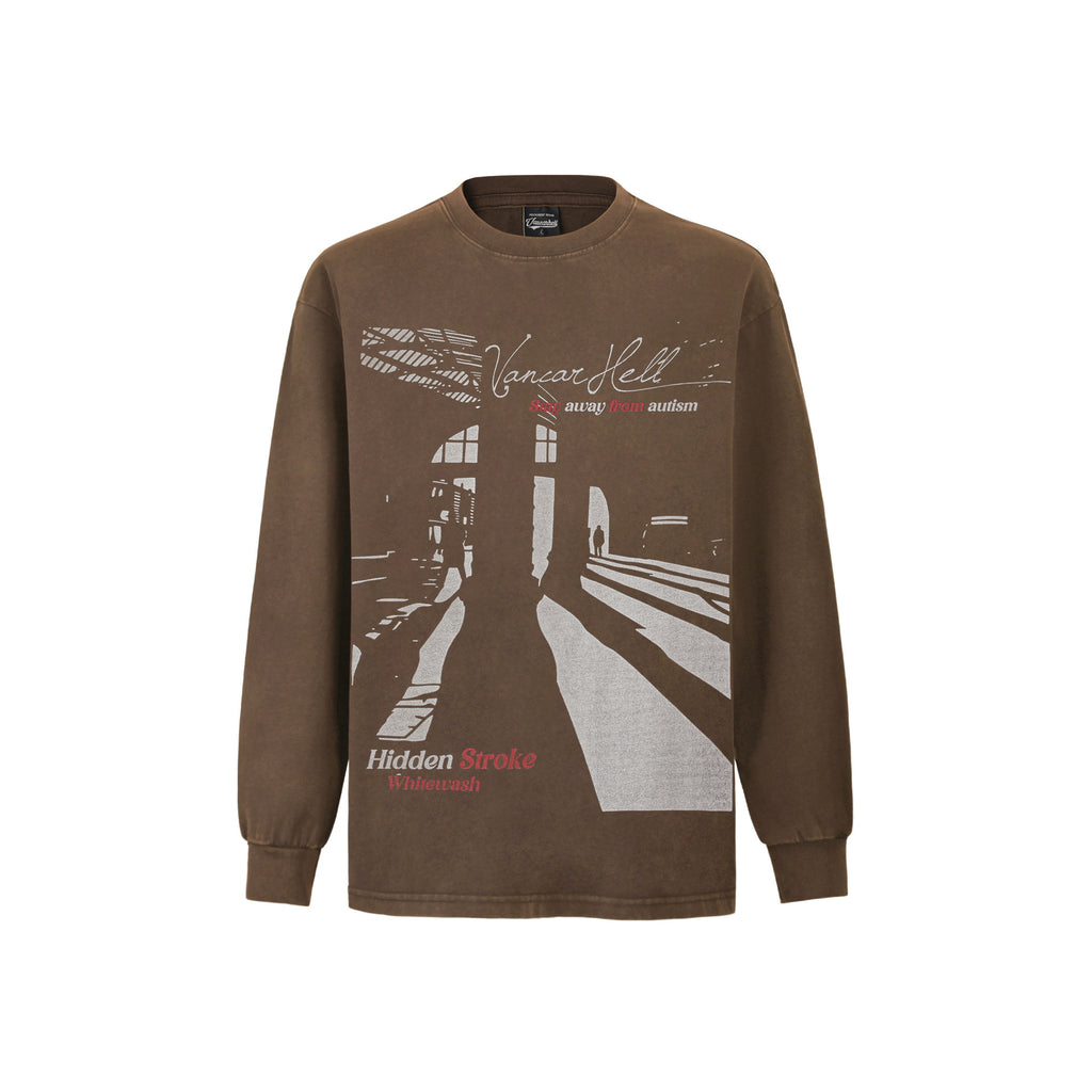 New Real Shot American Fashion Brand Printed Long Sleeve T-shirt